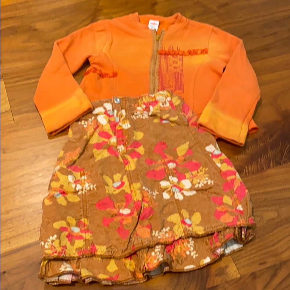 Girls cake walk top and skirt orange size 6